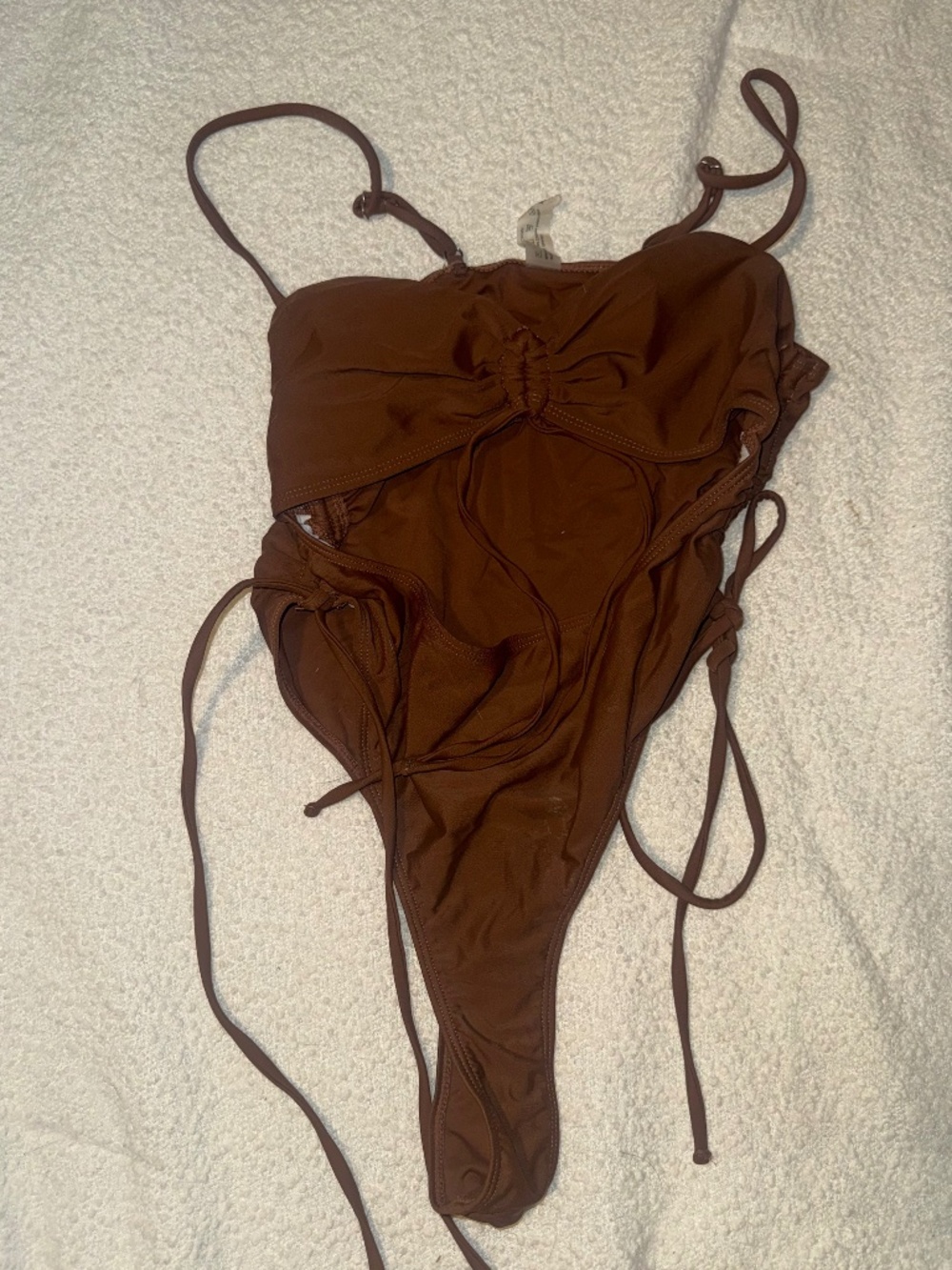 Chocolate Brown Ruched Cutout One Piece Swimsuit